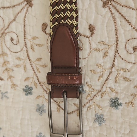 Vintage Genuine Leather Men's Belt With Cord Braids Size 34 - Picture 8 of 12